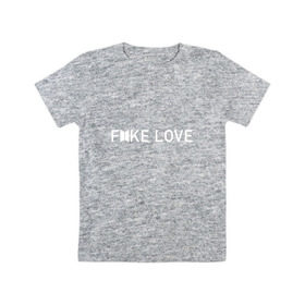 Детская футболка хлопок с принтом FAKE LOVE_ в Новосибирске, 100% хлопок | круглый вырез горловины, полуприлегающий силуэт, длина до линии бедер | Тематика изображения на принте: bangtan boys | bts | бантаны | бтс