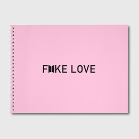 Альбом для рисования с принтом FAKE LOVE_pink в Новосибирске, 100% бумага
 | матовая бумага, плотность 200 мг. | bangtan boys | bts | бантаны | бтс