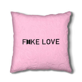 Подушка 3D с принтом FAKE LOVE_pink в Новосибирске, наволочка – 100% полиэстер, наполнитель – холлофайбер (легкий наполнитель, не вызывает аллергию). | состоит из подушки и наволочки. Наволочка на молнии, легко снимается для стирки | bangtan boys | bts | бантаны | бтс