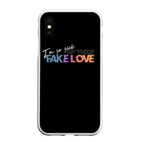 Чехол для iPhone XS Max матовый с принтом FAKE LOVE в Новосибирске, Силикон | Область печати: задняя сторона чехла, без боковых панелей | bangtan boys | bts | бантаны | бтс