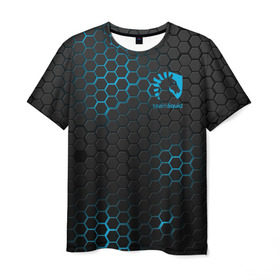 Мужская футболка 3D с принтом TEAM LIQUID E-SPORT в Новосибирске, 100% полиэфир | прямой крой, круглый вырез горловины, длина до линии бедер | 2019 | blue | cybersport | esport | liquid | logo | pro league | sci fi | team | team liquid | броня | киберспорт | логотип | ромб | текстура | тим ликвид | фирменные цвета