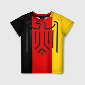 Детская футболка 3D с принтом German eagle в Новосибирске, 100% гипоаллергенный полиэфир | прямой крой, круглый вырез горловины, длина до линии бедер, чуть спущенное плечо, ткань немного тянется | Тематика изображения на принте: герб | германский | немецкий | орел | флаг