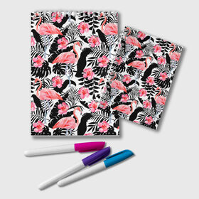 Блокнот с принтом Pattern Flamingo в Новосибирске, 100% бумага | 48 листов, плотность листов — 60 г/м2, плотность картонной обложки — 250 г/м2. Листы скреплены удобной пружинной спиралью. Цвет линий — светло-серый
 | 