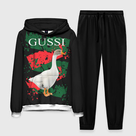 Мужской костюм 3D (с толстовкой) с принтом Gussi в Новосибирске,  |  | gucci | gussi ga ga ga | gussi gang | бренд | гусь | птица