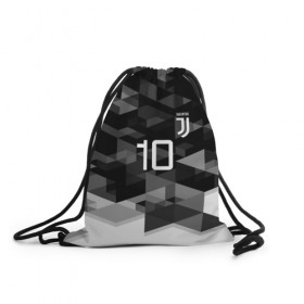 Рюкзак-мешок 3D с принтом JUVE 10 DYBALA в Новосибирске, 100% полиэстер | плотность ткани — 200 г/м2, размер — 35 х 45 см; лямки — толстые шнурки, застежка на шнуровке, без карманов и подкладки | fc | football | football club | juventus | sport | спорт | спортивные | униформа | фирменные цвета | фк | футбол | футбольный клуб | ювентус