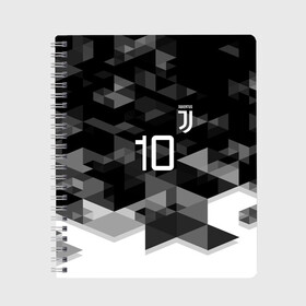 Тетрадь с принтом JUVE 10 DYBALA в Новосибирске, 100% бумага | 48 листов, плотность листов — 60 г/м2, плотность картонной обложки — 250 г/м2. Листы скреплены сбоку удобной пружинной спиралью. Уголки страниц и обложки скругленные. Цвет линий — светло-серый
 | fc | football | football club | juventus | sport | спорт | спортивные | униформа | фирменные цвета | фк | футбол | футбольный клуб | ювентус