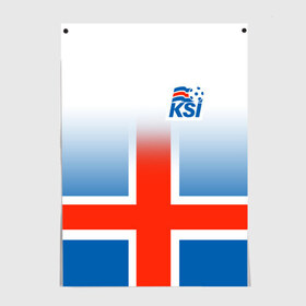 Постер с принтом KSI ICELAND SPORT в Новосибирске, 100% бумага
 | бумага, плотность 150 мг. Матовая, но за счет высокого коэффициента гладкости имеет небольшой блеск и дает на свету блики, но в отличии от глянцевой бумаги не покрыта лаком | 2019 | fc | football | football club | iceland | ksi | sport | исландия | кси | сборная исландии | спорт | спортивные | униформа | фирменные цвета | фк | футбол | футбольный клуб