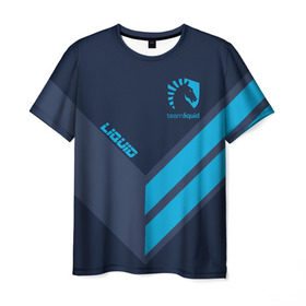 Мужская футболка 3D с принтом TEAM LIQUID E-SPORT в Новосибирске, 100% полиэфир | прямой крой, круглый вырез горловины, длина до линии бедер | Тематика изображения на принте: 2019 | blue | cybersport | esport | liquid | logo | pro league | team | team liquid | киберспорт | логотип | тим ликвид | фирменные цвета