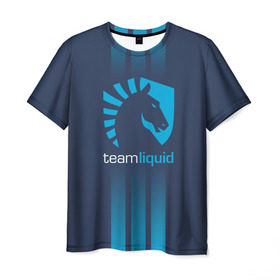 Мужская футболка 3D с принтом TEAM LIQUID E-SPORT в Новосибирске, 100% полиэфир | прямой крой, круглый вырез горловины, длина до линии бедер | 2019 | blue | cybersport | esport | liquid | logo | pro league | team | team liquid | киберспорт | логотип | тим ликвид | фирменные цвета