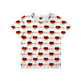 Детская футболка 3D с принтом Love Germany в Новосибирске, 100% гипоаллергенный полиэфир | прямой крой, круглый вырез горловины, длина до линии бедер, чуть спущенное плечо, ткань немного тянется | germany | германия