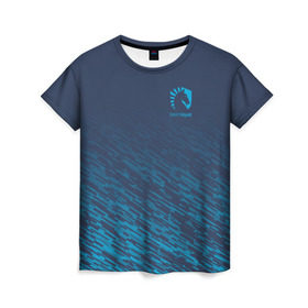 Женская футболка 3D с принтом TEAM LIQUID E-SPORT в Новосибирске, 100% полиэфир ( синтетическое хлопкоподобное полотно) | прямой крой, круглый вырез горловины, длина до линии бедер | 2019 | blue | cybersport | esport | liquid | logo | pro league | team | team liquid | киберспорт | логотип | тим ликвид | фирменные цвета