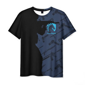 Мужская футболка 3D с принтом TEAM LIQUID E-SPORT CS GO в Новосибирске, 100% полиэфир | прямой крой, круглый вырез горловины, длина до линии бедер | 2019 | blue | cs go | cybersport | esport | liquid | logo | pro league | team | team liquid | киберспорт | логотип | тим ликвид | фирменные цвета