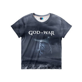 Детская футболка 3D с принтом God of WAR в Новосибирске, 100% гипоаллергенный полиэфир | прямой крой, круглый вырез горловины, длина до линии бедер, чуть спущенное плечо, ткань немного тянется | 
