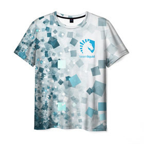 Мужская футболка 3D с принтом TEAM LIQUID E-SPORT в Новосибирске, 100% полиэфир | прямой крой, круглый вырез горловины, длина до линии бедер | 2019 | blue | cybersport | esport | liquid | logo | pro league | team | team liquid | киберспорт | логотип | тим ликвид | фирменные цвета