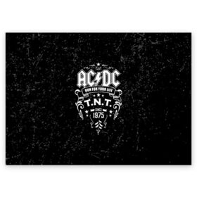 Поздравительная открытка с принтом AC/DC run for your life в Новосибирске, 100% бумага | плотность бумаги 280 г/м2, матовая, на обратной стороне линовка и место для марки
 | ac dc | acdc | acdc ас дс | австралийская | ангус янг | асдс | блюз | группа | крис слэйд | метал | молния | музыка | музыканты | певцы | рок | рок н ролл | стиви янг | хард | хардрок | эксл роуз