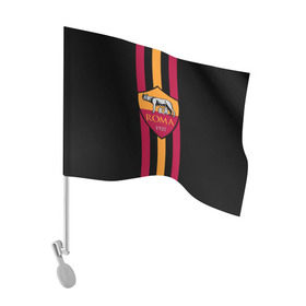 Флаг для автомобиля с принтом FC Roma Lines в Новосибирске, 100% полиэстер | Размер: 30*21 см | football | italia | logo | roma | sport | италия | лого | спорт | фк | футбол | футбольный клуб | эмблема
