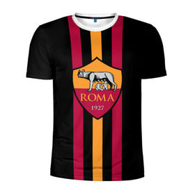 Мужская футболка 3D спортивная с принтом FC Roma Lines в Новосибирске, 100% полиэстер с улучшенными характеристиками | приталенный силуэт, круглая горловина, широкие плечи, сужается к линии бедра | football | italia | logo | roma | sport | италия | лого | спорт | фк | футбол | футбольный клуб | эмблема