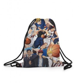 Рюкзак-мешок 3D с принтом Kuroko no Basket в Новосибирске, 100% полиэстер | плотность ткани — 200 г/м2, размер — 35 х 45 см; лямки — толстые шнурки, застежка на шнуровке, без карманов и подкладки | аниме | баскетбол | спорт