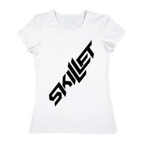 Женская футболка хлопок с принтом Skillet в Новосибирске, 100% хлопок | прямой крой, круглый вырез горловины, длина до линии бедер, слегка спущенное плечо | 