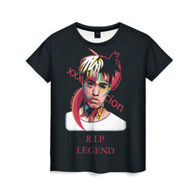 Женская футболка 3D с принтом XXXTentacion / RIP Legend 2 в Новосибирске, 100% полиэфир ( синтетическое хлопкоподобное полотно) | прямой крой, круглый вырез горловины, длина до линии бедер | legend | r.i.p. | rap | rip | tentacion | xxxtentacion | джасей онфрой | икс | легенда | покойся с миром | рэп | тентаньсьен | тентасьён | тентасьон | экс