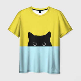 Мужская футболка 3D с принтом Кот спрятался в Новосибирске, 100% полиэфир | прямой крой, круглый вырез горловины, длина до линии бедер | 3d | cat | иллюстрация | кот | кот спрятался | кошка | минимализм | рисунок | цифровое искусство