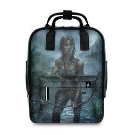 Женский рюкзак 3D с принтом Tomb Raider: Лара Крофт в Новосибирске, 100% полиэстер | лямки с регулируемой длиной, сверху ручки, чтобы рюкзак нести как сумку. Основное отделение закрывается на молнию, как и внешний карман. Внутри два дополнительных кармана, один из которых закрывается на молнию. По бокам два дополнительных кармашка, куда поместится маленькая бутылочка
 | Тематика изображения на принте: adventure | lara croft | tomb rider | археолог | гробниц | крофт | лара | приключения | расхитительница