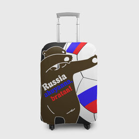 Чехол для чемодана 3D с принтом Russia - ahuyanna bratan! в Новосибирске, 86% полиэфир, 14% спандекс | двустороннее нанесение принта, прорези для ручек и колес | russia ahuyanna | бразилия | рнд | россия | ростов | фанат | футбол