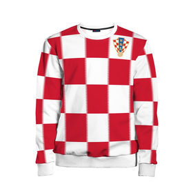 Детский свитшот 3D с принтом Форма Хорватии в Новосибирске, 100% полиэстер | свободная посадка, прямой крой, мягкая тканевая резинка на рукавах и понизу свитшота | football | sport | команды чм | сборная хорватии | сборные по футболу | сборные чм | футбол | хорватия | чемпионат мира