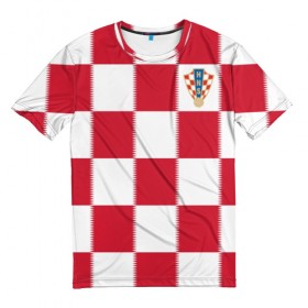 Мужская футболка 3D с принтом Форма Хорватии в Новосибирске, 100% полиэфир | прямой крой, круглый вырез горловины, длина до линии бедер | football | sport | команды чм | сборная хорватии | сборные по футболу | сборные чм | футбол | хорватия | чемпионат мира