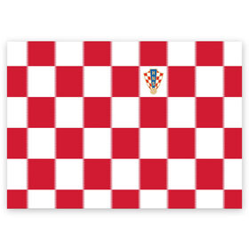 Поздравительная открытка с принтом Форма Хорватии в Новосибирске, 100% бумага | плотность бумаги 280 г/м2, матовая, на обратной стороне линовка и место для марки
 | football | sport | команды чм | сборная хорватии | сборные по футболу | сборные чм | футбол | хорватия | чемпионат мира