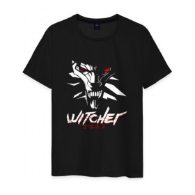 Мужская футболка хлопок с принтом WITCHER 2077 (ВЕДЬМАК 2077) в Новосибирске, 100% хлопок | прямой крой, круглый вырез горловины, длина до линии бедер, слегка спущенное плечо. | 2019 | cd project red | cyberpunk 2077 | future | hack | samurai | sci fi | the witcher | witcher 2077 | андроиды | безумие | будущее | ведьмак 2077 | киберпанк 2077 | логотип | роботы | самураи | фантастика | цифры