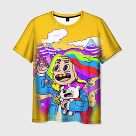 Мужская футболка 3D с принтом 69 rainbow в Новосибирске, 100% полиэфир | прямой крой, круглый вырез горловины, длина до линии бедер | 6ix9ine | sixnine