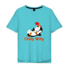 Мужская футболка хлопок Oversize с принтом Chilly Willy в Новосибирске, 100% хлопок | свободный крой, круглый ворот, “спинка” длиннее передней части | chilly | chilly willy | арт | животные | милые | мультфильмы | пингвины | чилли вилли