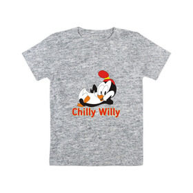 Детская футболка хлопок с принтом Chilly Willy в Новосибирске, 100% хлопок | круглый вырез горловины, полуприлегающий силуэт, длина до линии бедер | Тематика изображения на принте: chilly | chilly willy | арт | животные | милые | мультфильмы | пингвины | чилли вилли