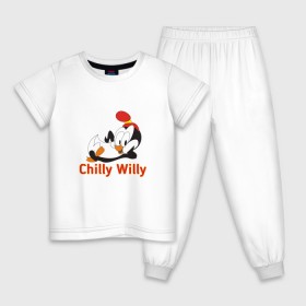 Детская пижама хлопок с принтом Chilly Willy в Новосибирске, 100% хлопок |  брюки и футболка прямого кроя, без карманов, на брюках мягкая резинка на поясе и по низу штанин
 | chilly | chilly willy | арт | животные | милые | мультфильмы | пингвины | чилли вилли