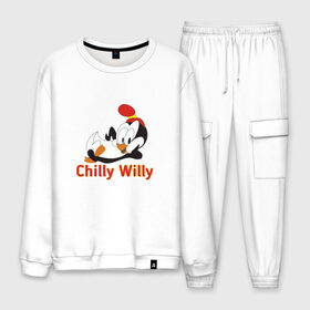 Мужской костюм хлопок с принтом Chilly Willy в Новосибирске, 100% хлопок | на свитшоте круглая горловина, мягкая резинка по низу. Брюки заужены к низу, на них два вида карманов: два “обычных” по бокам и два объемных, с клапанами, расположенные ниже линии бедра. Брюки с мягкой трикотажной резинкой на поясе и по низу штанин. В поясе для дополнительного комфорта — широкие завязки | chilly | chilly willy | арт | животные | милые | мультфильмы | пингвины | чилли вилли