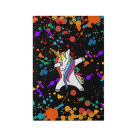 Обложка для паспорта матовая кожа с принтом ЕДИНОРОГ РАДУГА | RAINBOW UNICORN в Новосибирске, натуральная матовая кожа | размер 19,3 х 13,7 см; прозрачные пластиковые крепления | Тематика изображения на принте: color | dab | pony | rainbow | unicornis dab | брызги | даб | единорог | единорог радуга | животные | краски | красочные | ляпистые | пони | радуга | цвета радуги