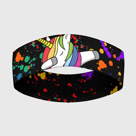 Повязка на голову 3D с принтом ЕДИНОРОГ РАДУГА | RAINBOW UNICORN в Новосибирске,  |  | color | dab | pony | rainbow | unicornis dab | брызги | даб | единорог | единорог радуга | животные | краски | красочные | ляпистые | пони | радуга | цвета радуги