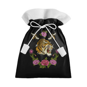 Подарочный 3D мешок с принтом GG Tiger в Новосибирске, 100% полиэстер | Размер: 29*39 см | bee | brand | flower | flowers | gg | ggang | gucci | guccigang | tiger | вышивка | гг | гуччи | пчела | пчелы | тигр | цветок | цветы