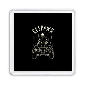 Магнит 55*55 с принтом respawn в Новосибирске, Пластик | Размер: 65*65 мм; Размер печати: 55*55 мм | Тематика изображения на принте: bone | gamepad | skull | джойстик | скелет | череп