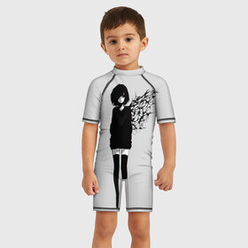 Детский купальный костюм 3D с принтом Tokyo Ghoul в Новосибирске, Полиэстер 85%, Спандекс 15% | застежка на молнии на спине | tokyo ghoul | аниме | гуль | канэки кэн | манга | токийский гуль | токио | япония