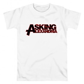 Мужская футболка хлопок с принтом Asking Alexandria в Новосибирске, 100% хлопок | прямой крой, круглый вырез горловины, длина до линии бедер, слегка спущенное плечо. | 