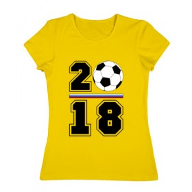 Женская футболка хлопок с принтом ФИФА 2018 в Новосибирске, 100% хлопок | прямой крой, круглый вырез горловины, длина до линии бедер, слегка спущенное плечо | 