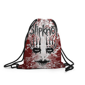 Рюкзак-мешок 3D с принтом Slipknot Joey Jordison в Новосибирске, 100% полиэстер | плотность ткани — 200 г/м2, размер — 35 х 45 см; лямки — толстые шнурки, застежка на шнуровке, без карманов и подкладки | 