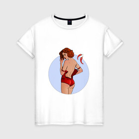 Женская футболка хлопок с принтом Чили в Новосибирске, 100% хлопок | прямой крой, круглый вырез горловины, длина до линии бедер, слегка спущенное плечо | белье | девушка | купальник | перец | чили. красный