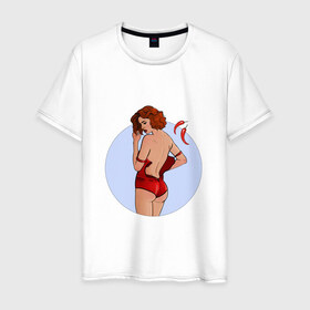 Мужская футболка хлопок с принтом Чили в Новосибирске, 100% хлопок | прямой крой, круглый вырез горловины, длина до линии бедер, слегка спущенное плечо. | белье | девушка | купальник | перец | чили. красный