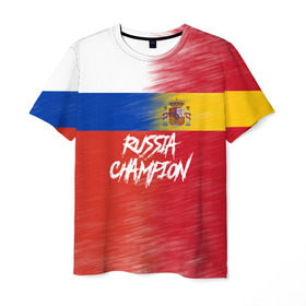 Мужская футболка 3D с принтом Россия Испания в Новосибирске, 100% полиэфир | прямой крой, круглый вырез горловины, длина до линии бедер | cup | fifa | russia | world | фифа | чемпионат мира