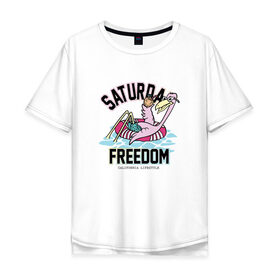 Мужская футболка хлопок Oversize с принтом Фламинго Суббота в Новосибирске, 100% хлопок | свободный крой, круглый ворот, “спинка” длиннее передней части | выходной | калифорния | летние | летняя | лето | отдых | свобода | суббота