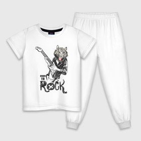 Детская пижама хлопок с принтом Тигр Рок в Новосибирске, 100% хлопок |  брюки и футболка прямого кроя, без карманов, на брюках мягкая резинка на поясе и по низу штанин
 | rock | гитара | рок | рокер | тигр | тигры