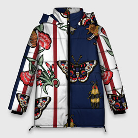 Женская зимняя куртка 3D с принтом GG в Новосибирске, верх — 100% полиэстер; подкладка — 100% полиэстер; утеплитель — 100% полиэстер | длина ниже бедра, силуэт Оверсайз. Есть воротник-стойка, отстегивающийся капюшон и ветрозащитная планка. 

Боковые карманы с листочкой на кнопках и внутренний карман на молнии | bee | brand | butterfly | flower | flowers | gg | ggang | gucci | gucciagang | бабочка | бабочки | вышивка | гг | ггэнг | гуччи | гуччигэнг | пчела | пчелы | цветок | цветы